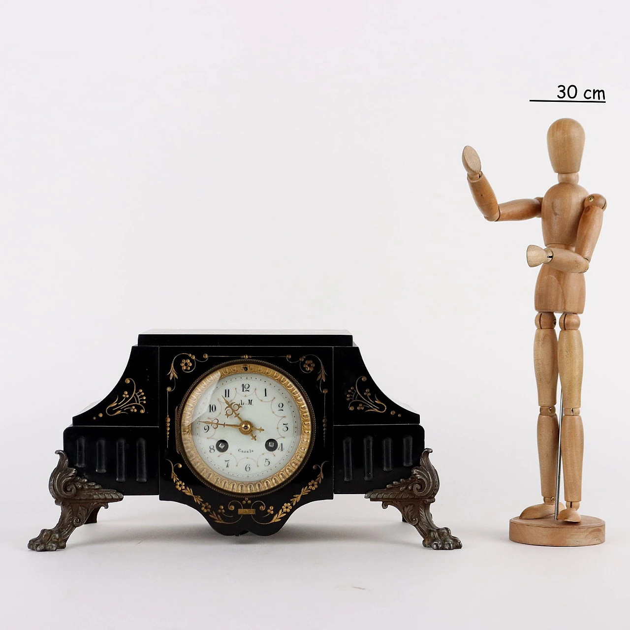 Table clock black marble L. M. Casale, 19th century 2