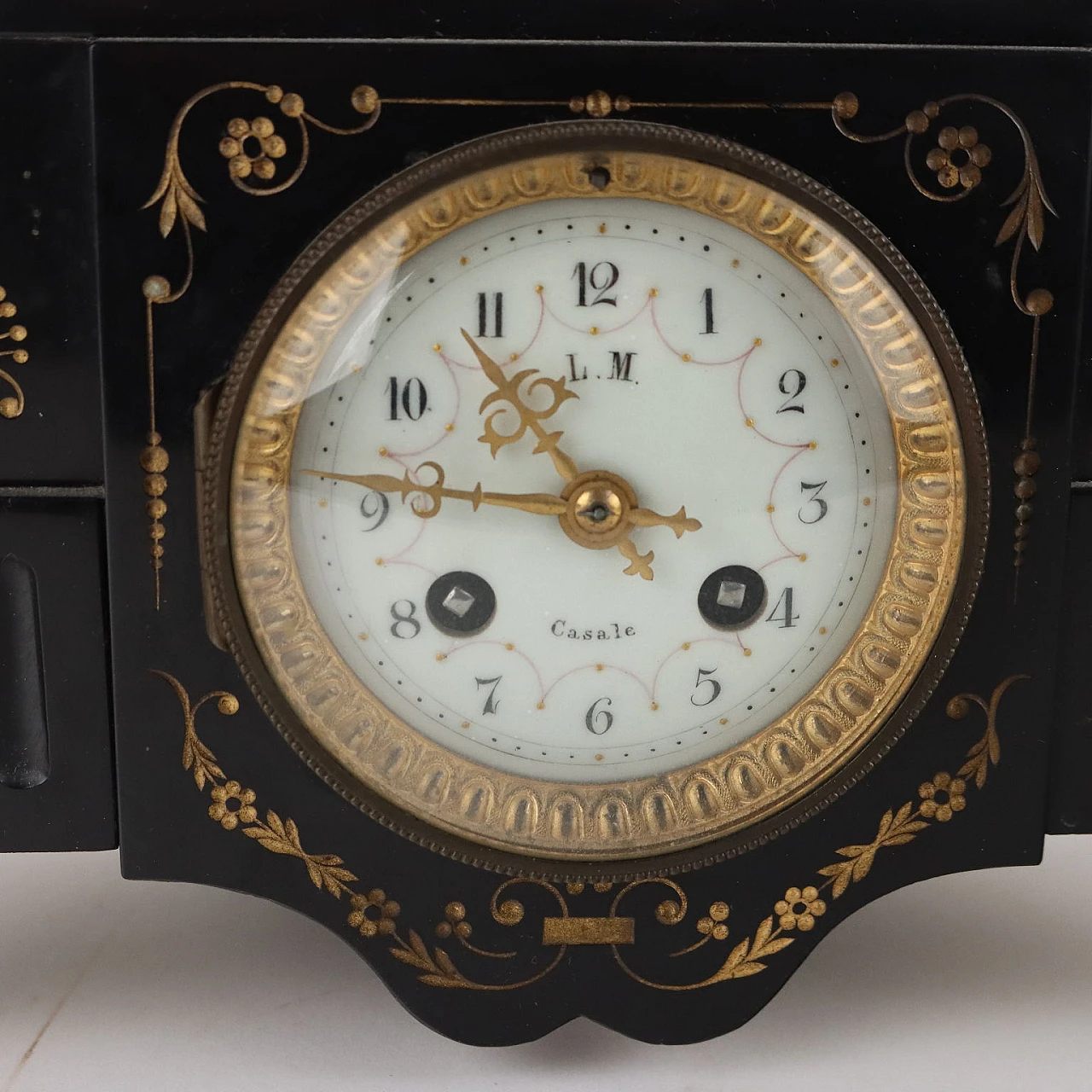 Table clock black marble L. M. Casale, 19th century 3