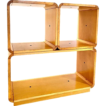 Modular wooden bookcase, Carlo de Carli for Fiarm, 70s