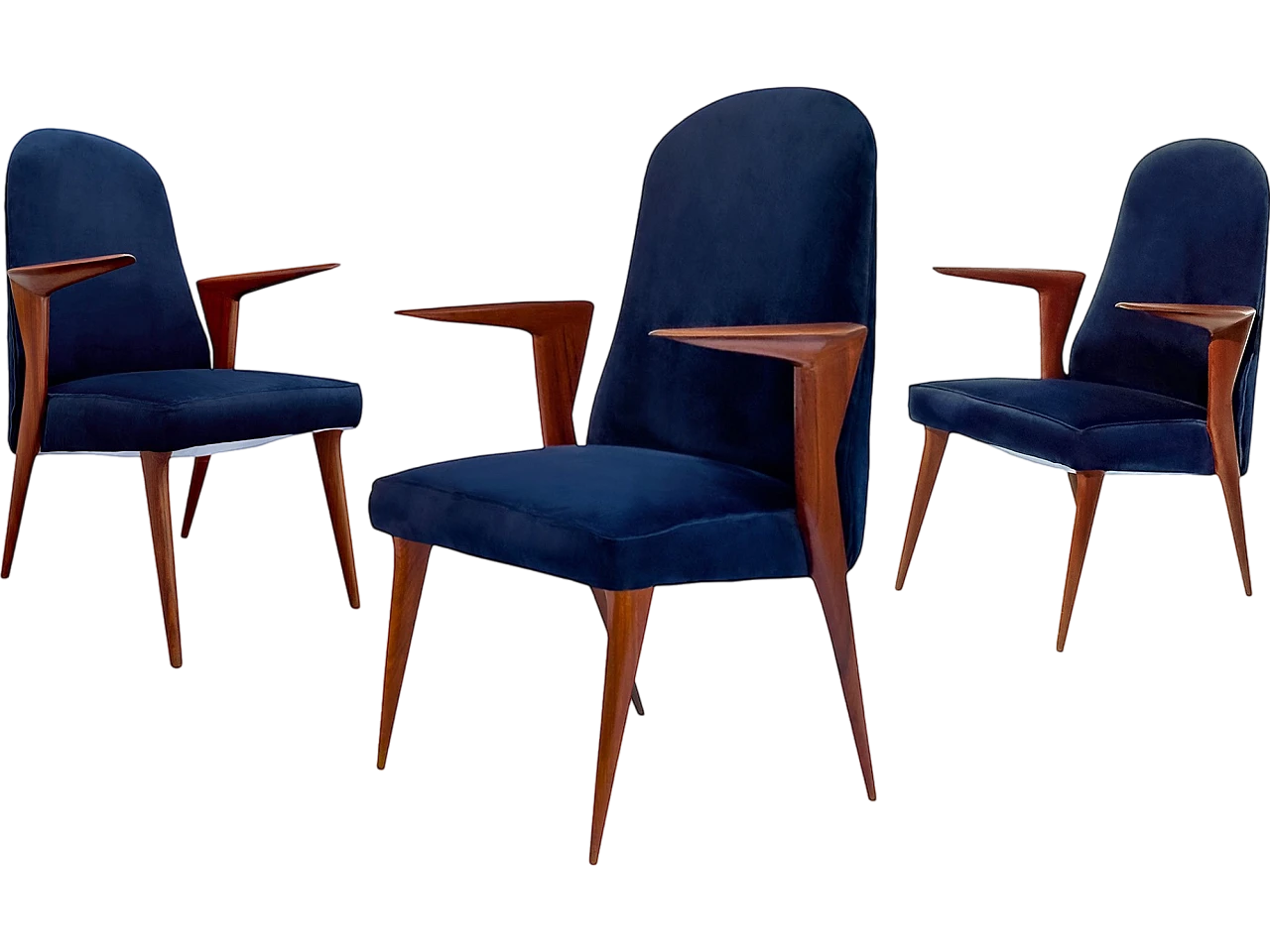 3 Italian Mid-Century chairs with armrests by Vittorio Dassi, 50s 18