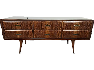 Mid Century sideboard in walnut with glass top, 60s