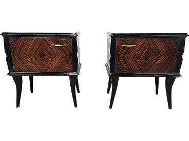 Mid Century bedside tables covered in briarwood