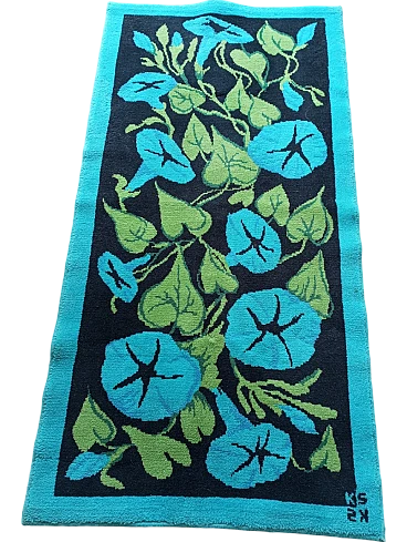 Tappeto vintage Anni ’70 dimensioni 146 cm. x 74 cm. fiori grandi