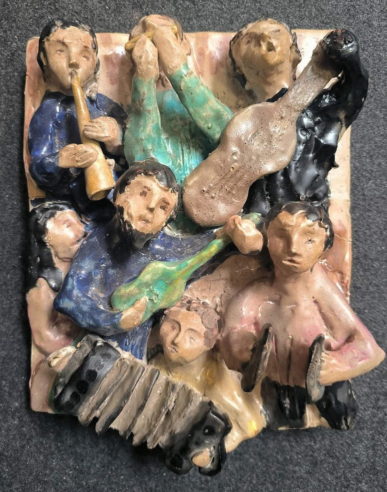 Scultura "I jazzisti" Ceramica italiana d'artista, anni '60 8