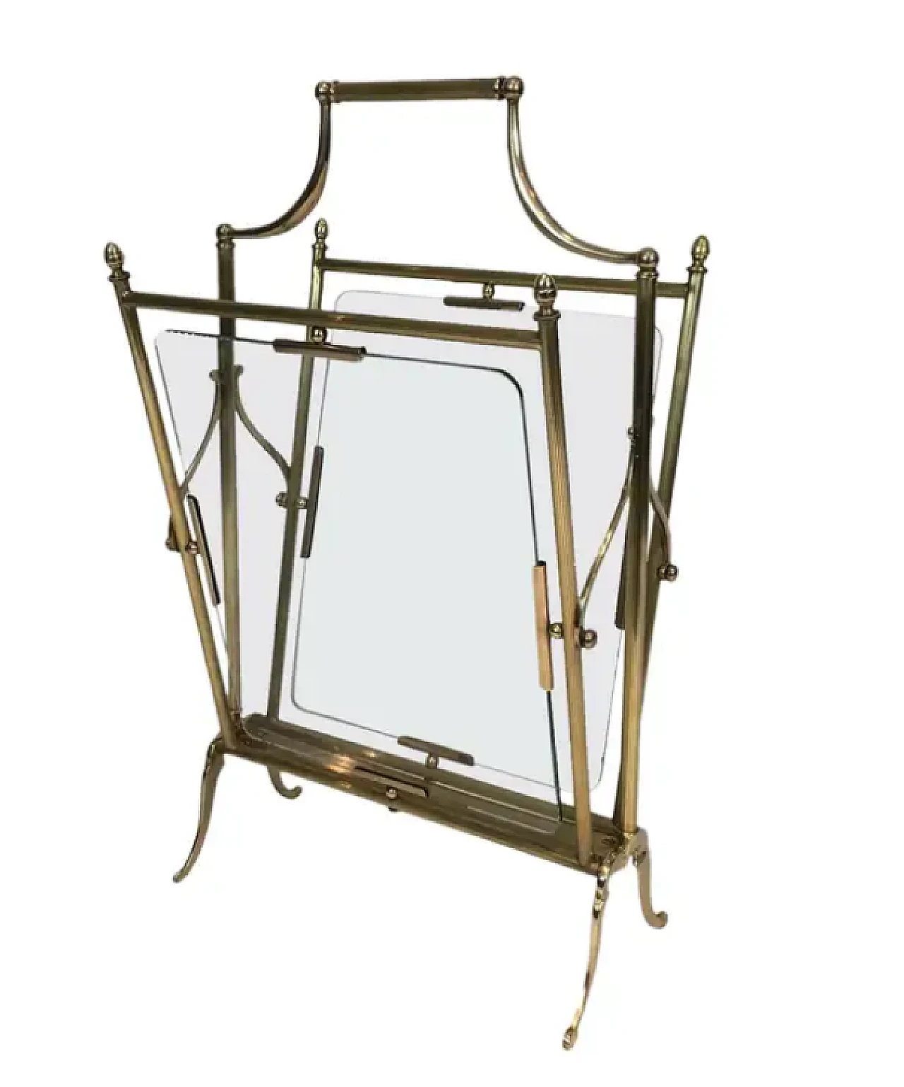 Brass and clear glass magazine rack by Maison Jansen, 1940s 1