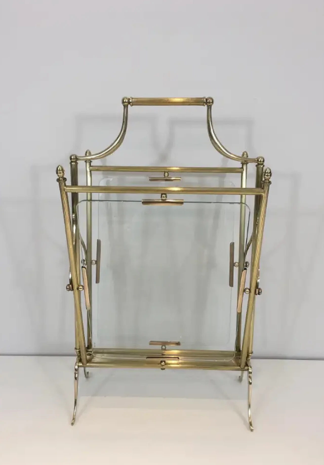 Brass and clear glass magazine rack by Maison Jansen, 1940s 2