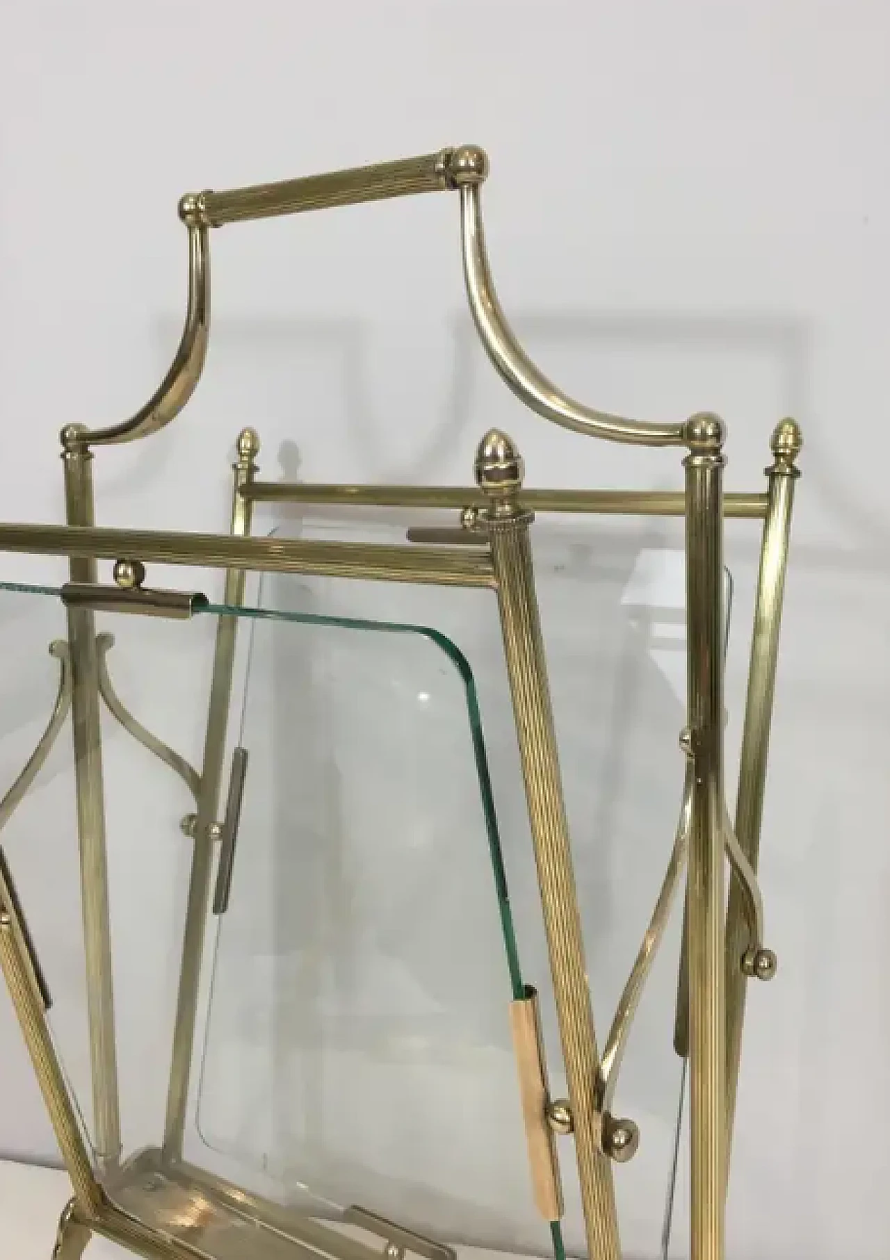 Brass and clear glass magazine rack by Maison Jansen, 1940s 5