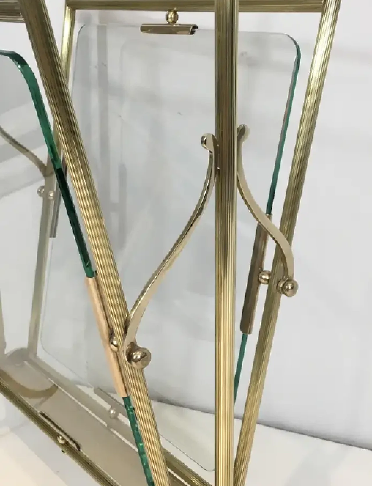 Brass and clear glass magazine rack by Maison Jansen, 1940s 6