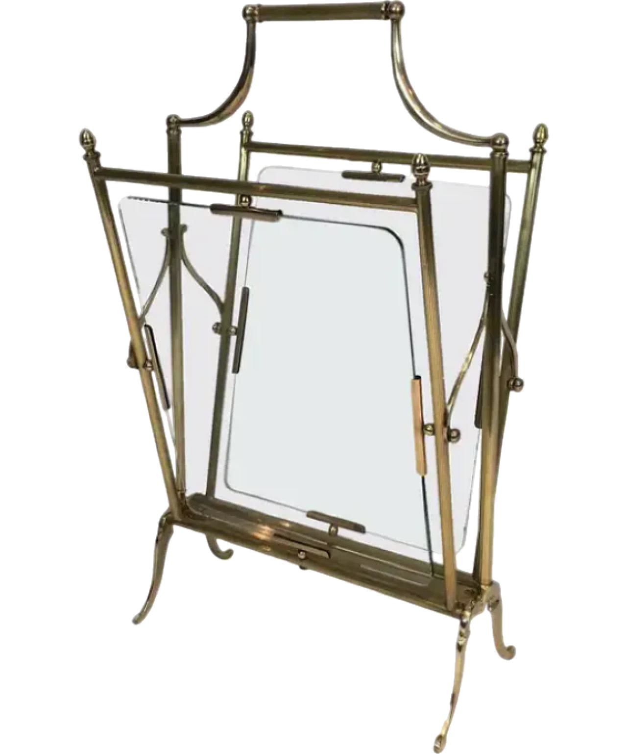 Brass and clear glass magazine rack by Maison Jansen, 1940s 10