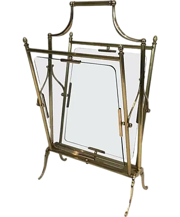 Brass and clear glass magazine rack by Maison Jansen, 1940s