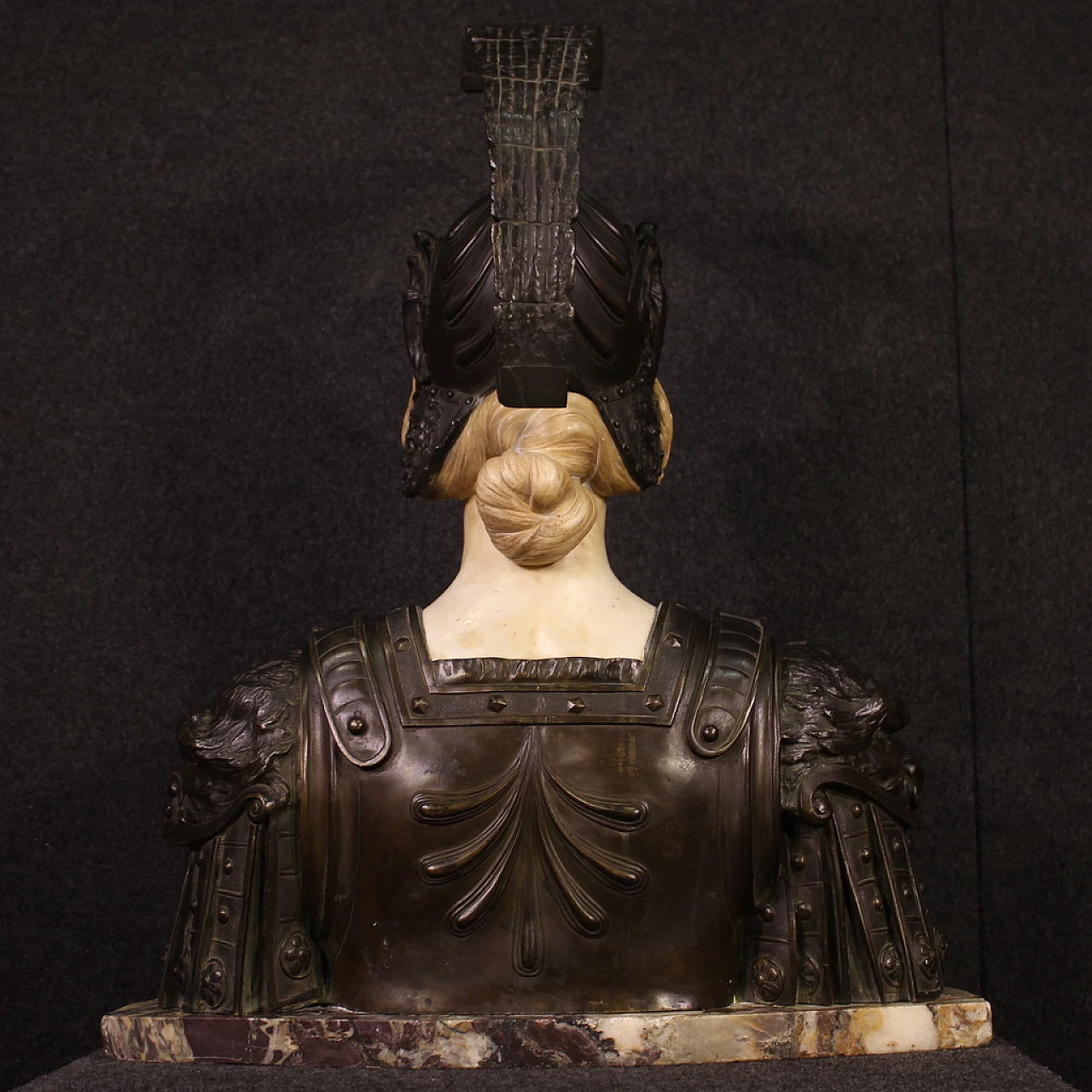 Aristide Petrilli, Athena, bronze & marble bust, signed, 19th century 9