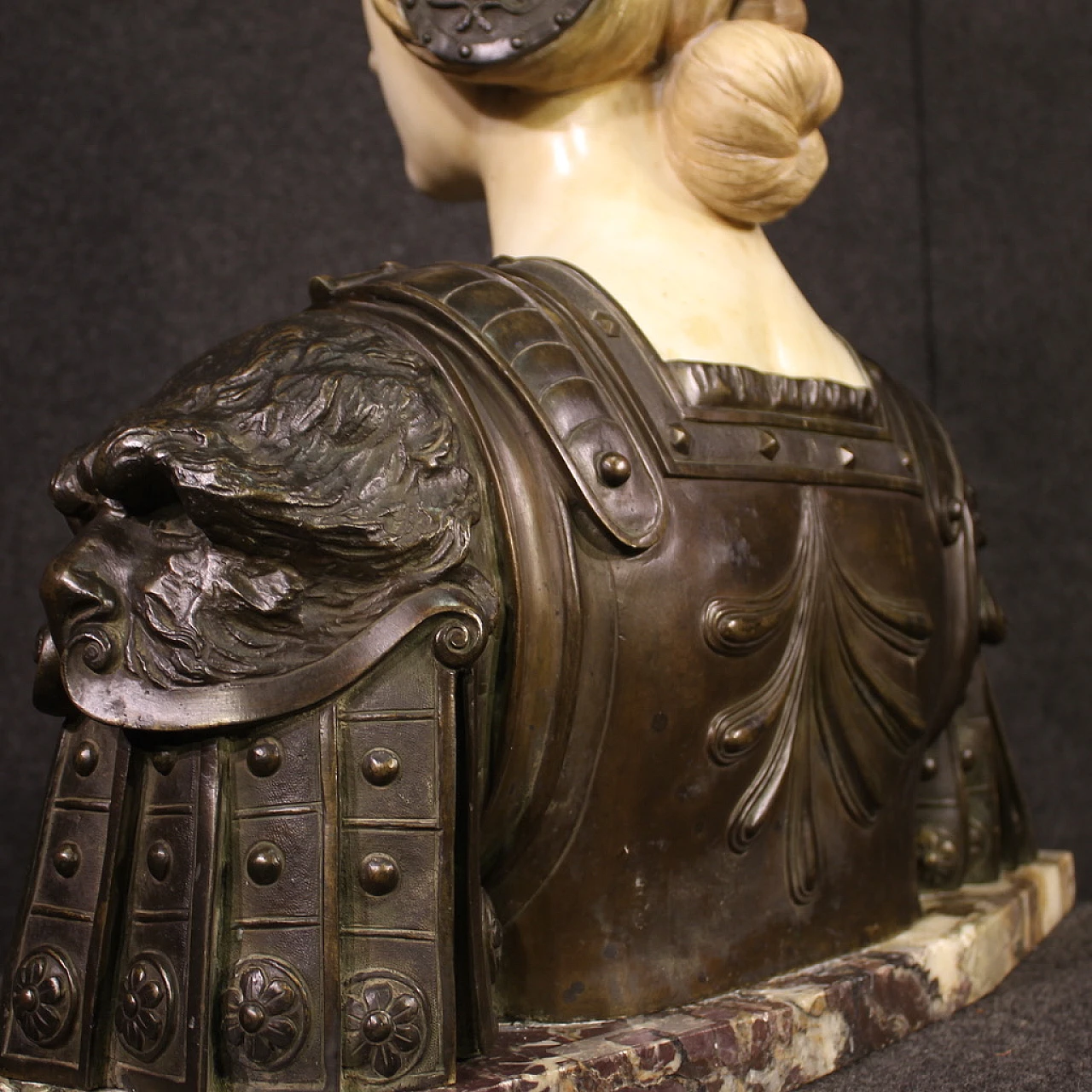 Aristide Petrilli, Athena, bronze & marble bust, signed, 19th century 11