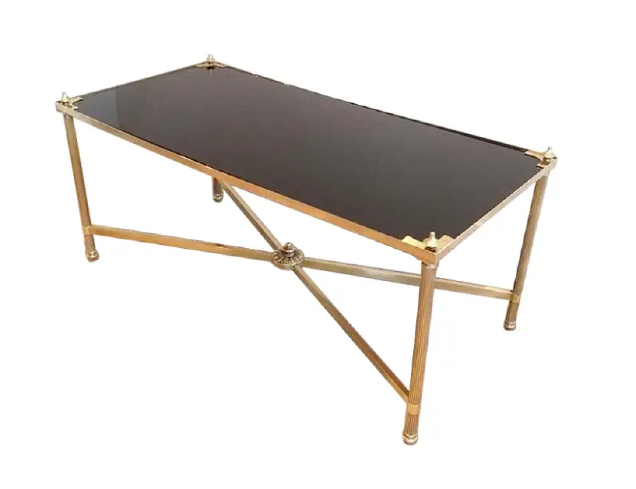 Brass coffee table with glass top by Maison Jansen, 1940s 1