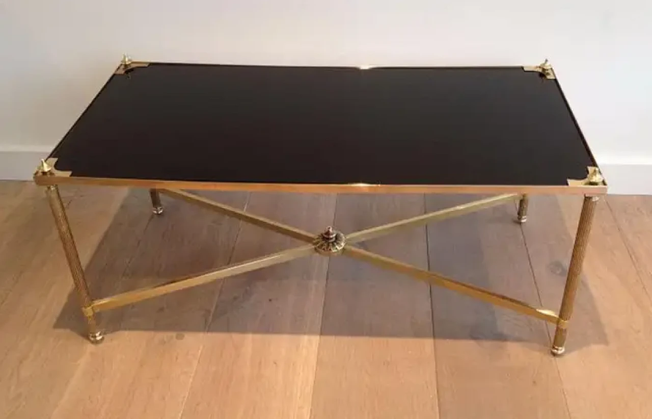 Brass coffee table with glass top by Maison Jansen, 1940s 2