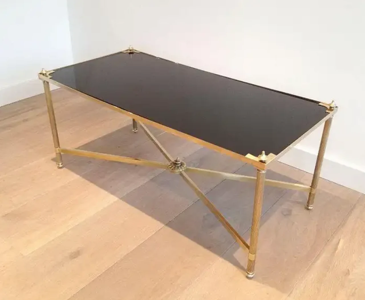 Brass coffee table with glass top by Maison Jansen, 1940s 9