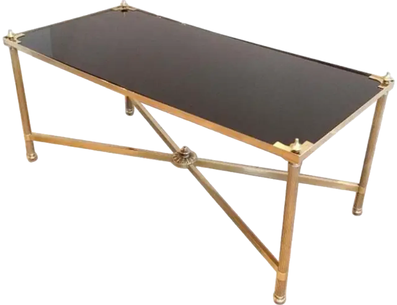 Brass coffee table with glass top by Maison Jansen, 1940s 10