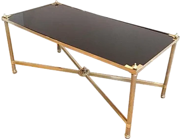 Brass coffee table with glass top by Maison Jansen, 1940s