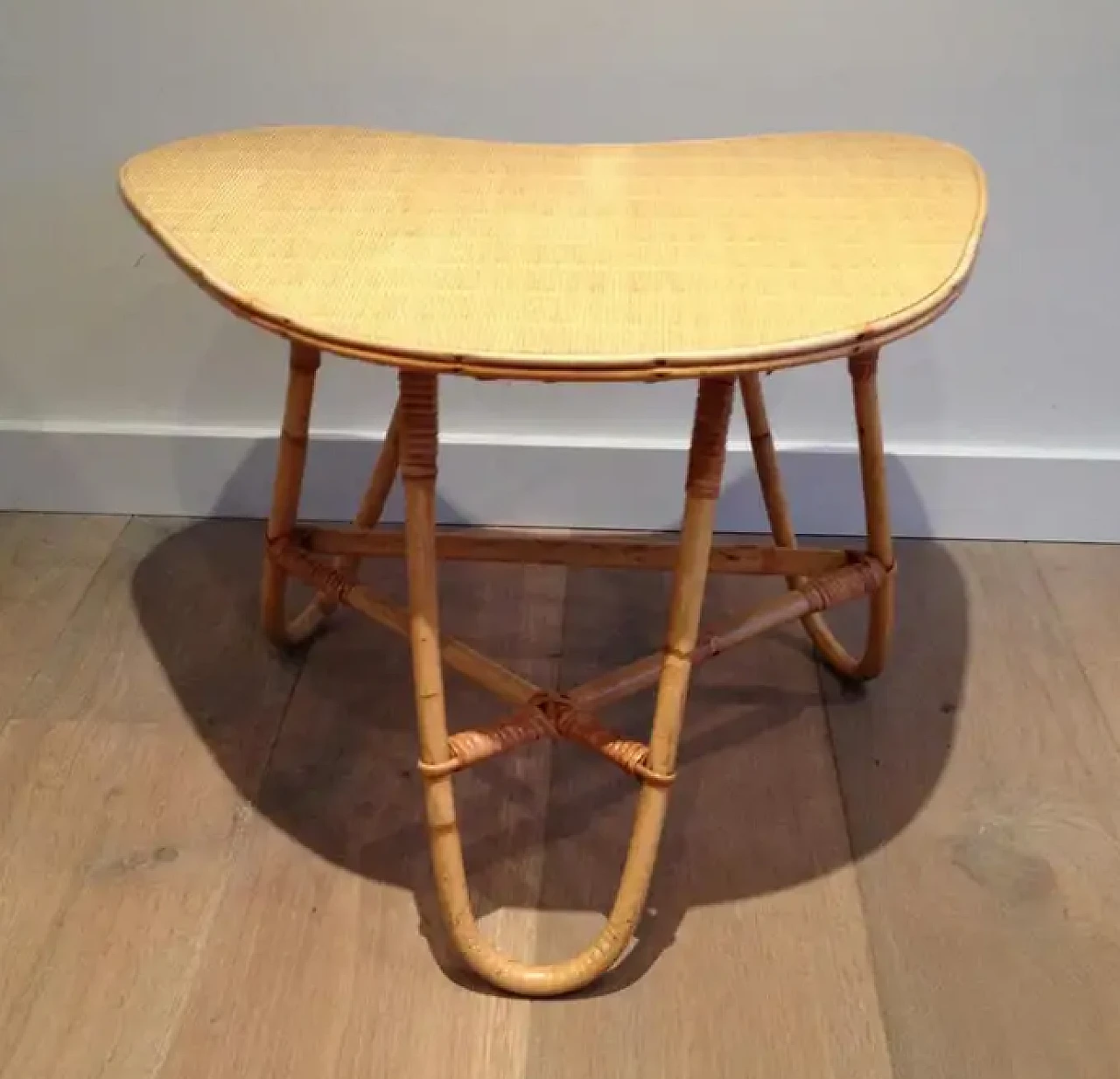 French free-form rattan coffee table, 1970s 3