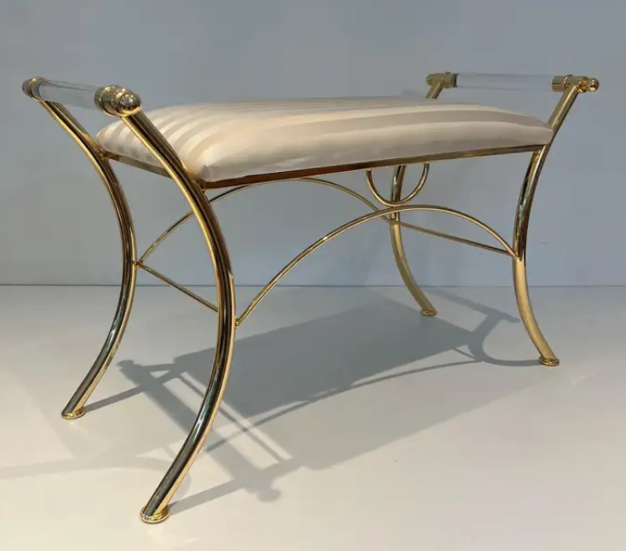 Lucite and gilt metal stool, 1970s 2