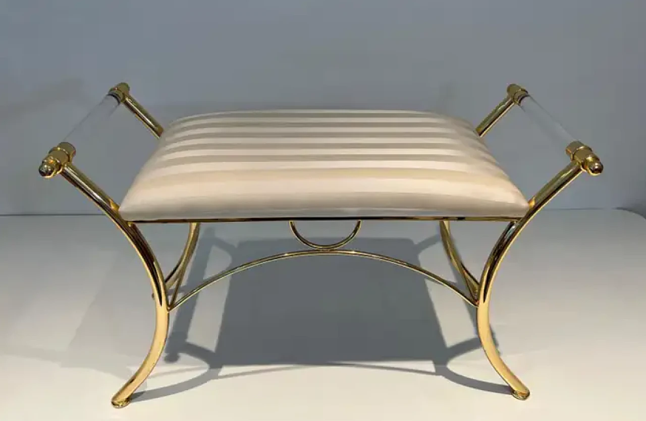 Lucite and gilt metal stool, 1970s 3