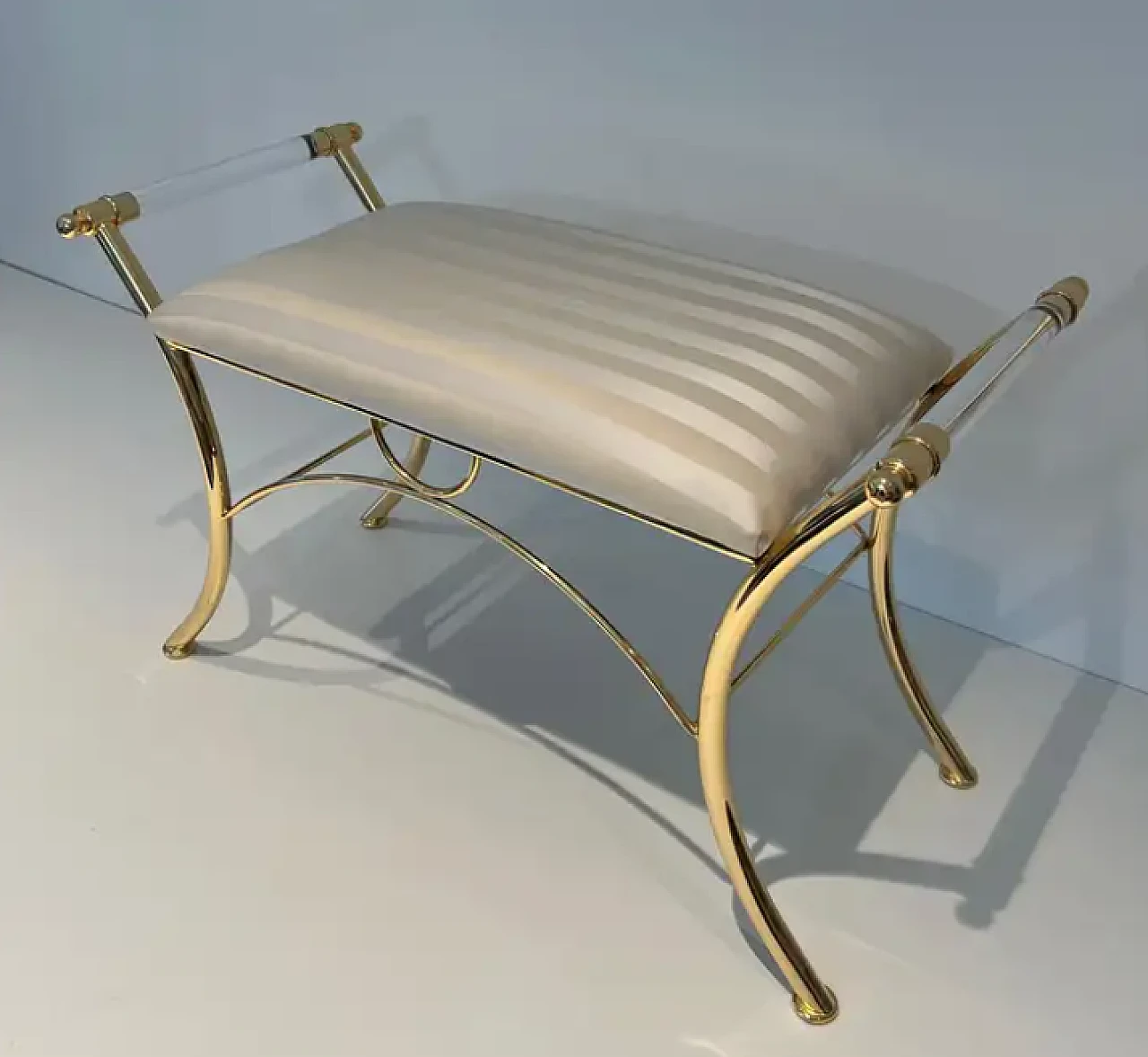 Lucite and gilt metal stool, 1970s 4