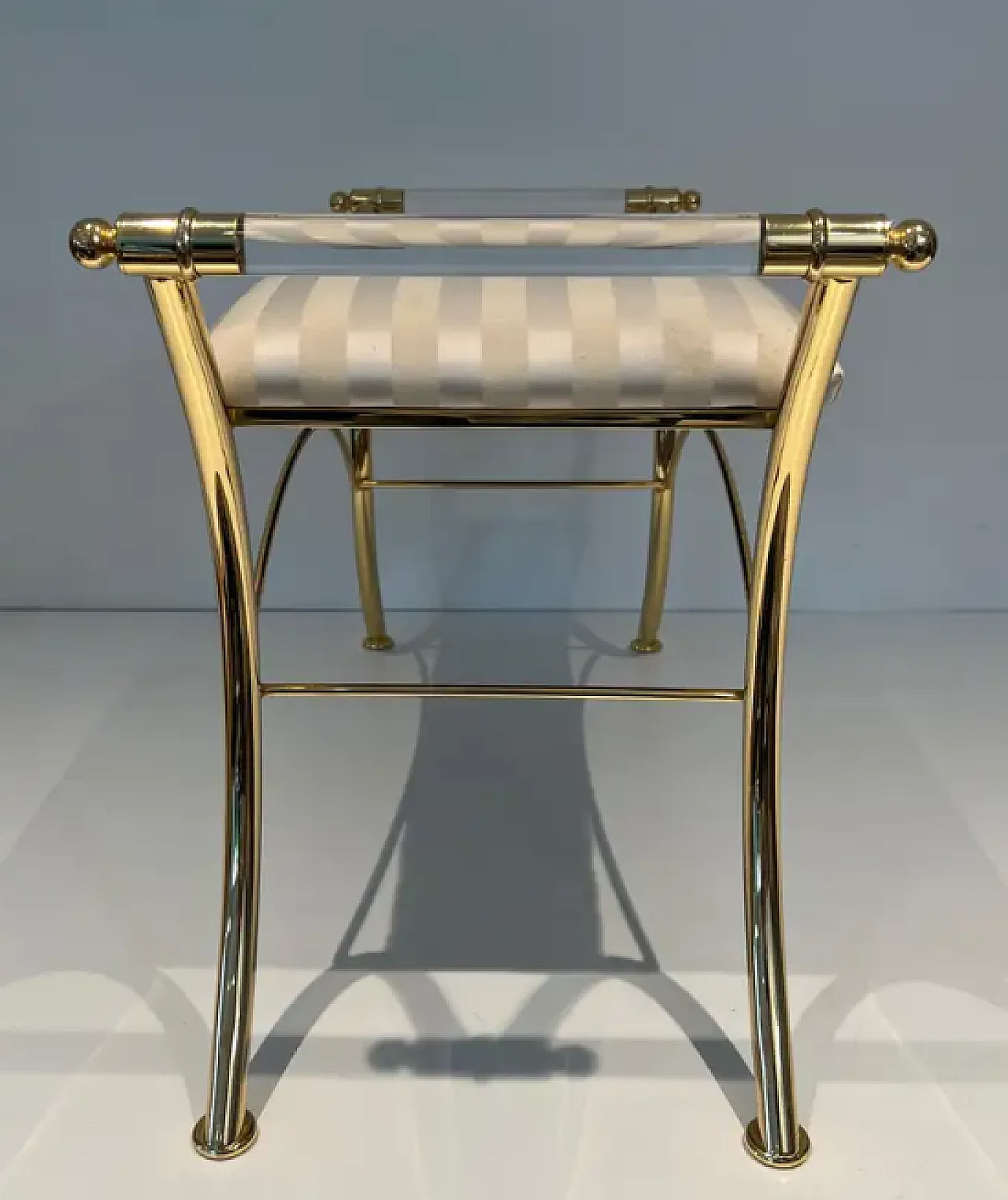 Lucite and gilt metal stool, 1970s 6