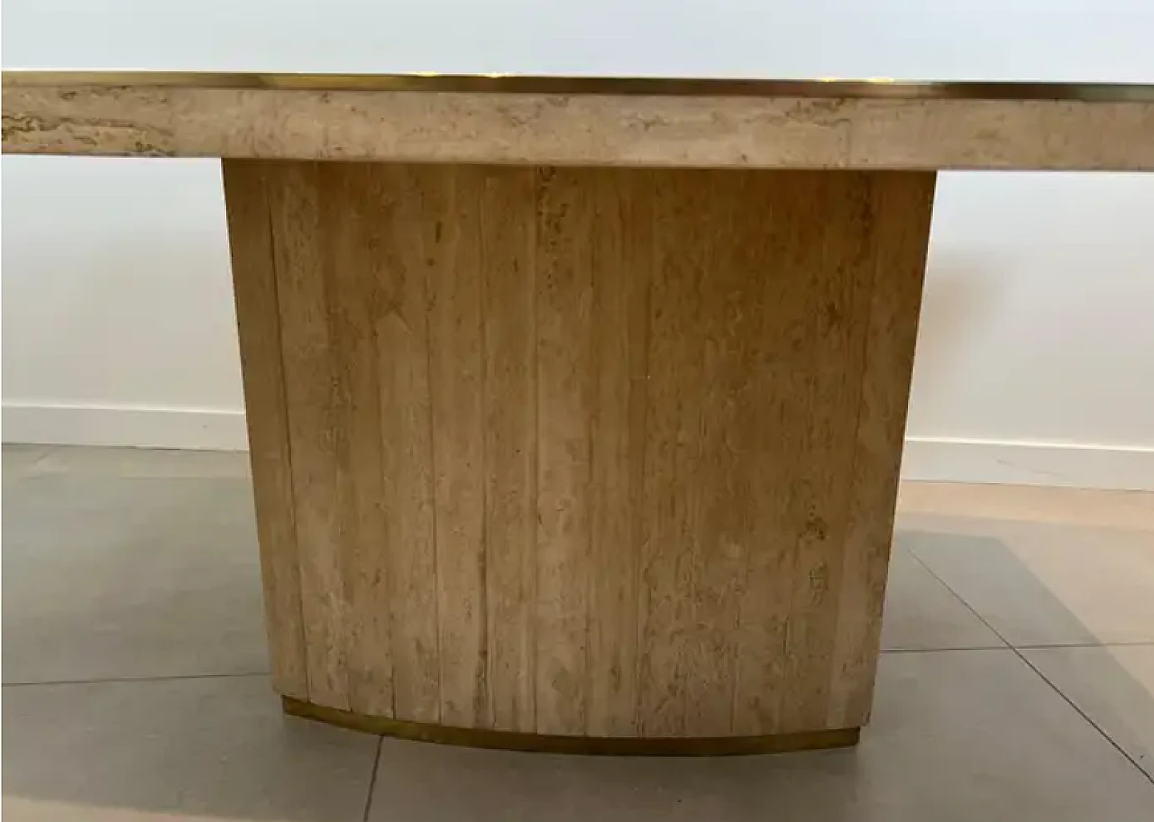 Travertine and brass dinning table by Willy Rizzo, 1970s 7