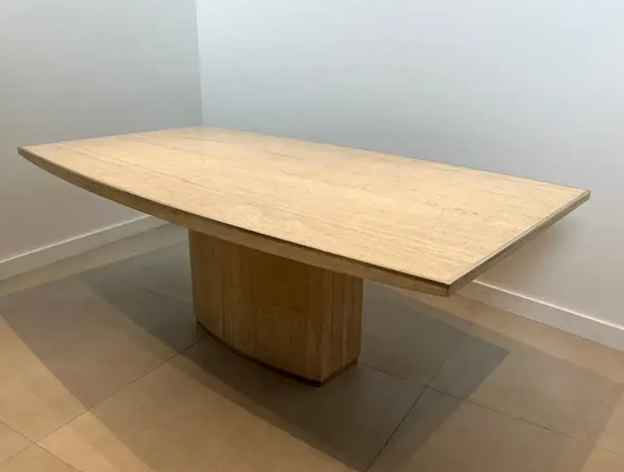 Travertine and brass dinning table by Willy Rizzo, 1970s 10