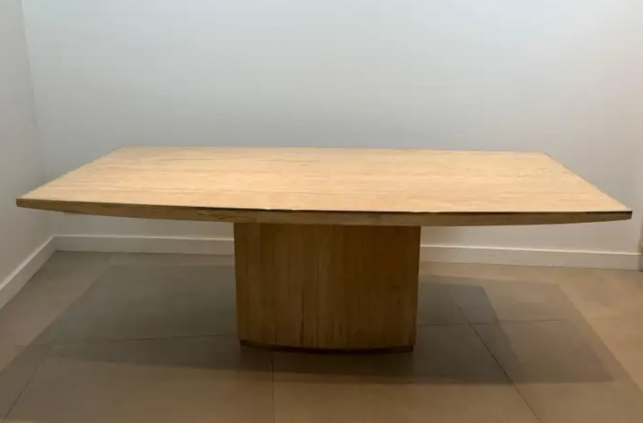 Travertine and brass dinning table by Willy Rizzo, 1970s 14