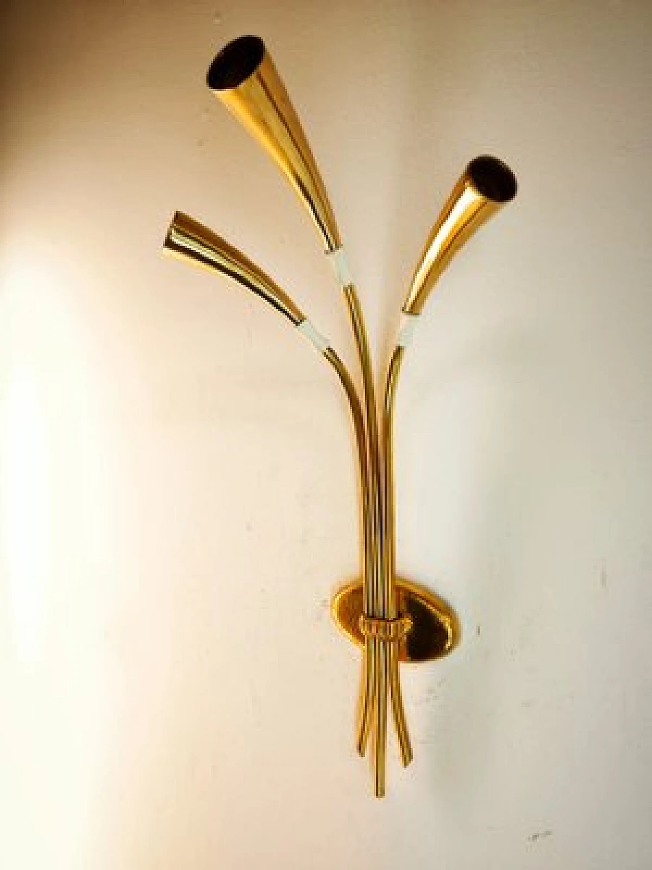 Three-light wall lamp by Oscar Torlasco, 1950s 10