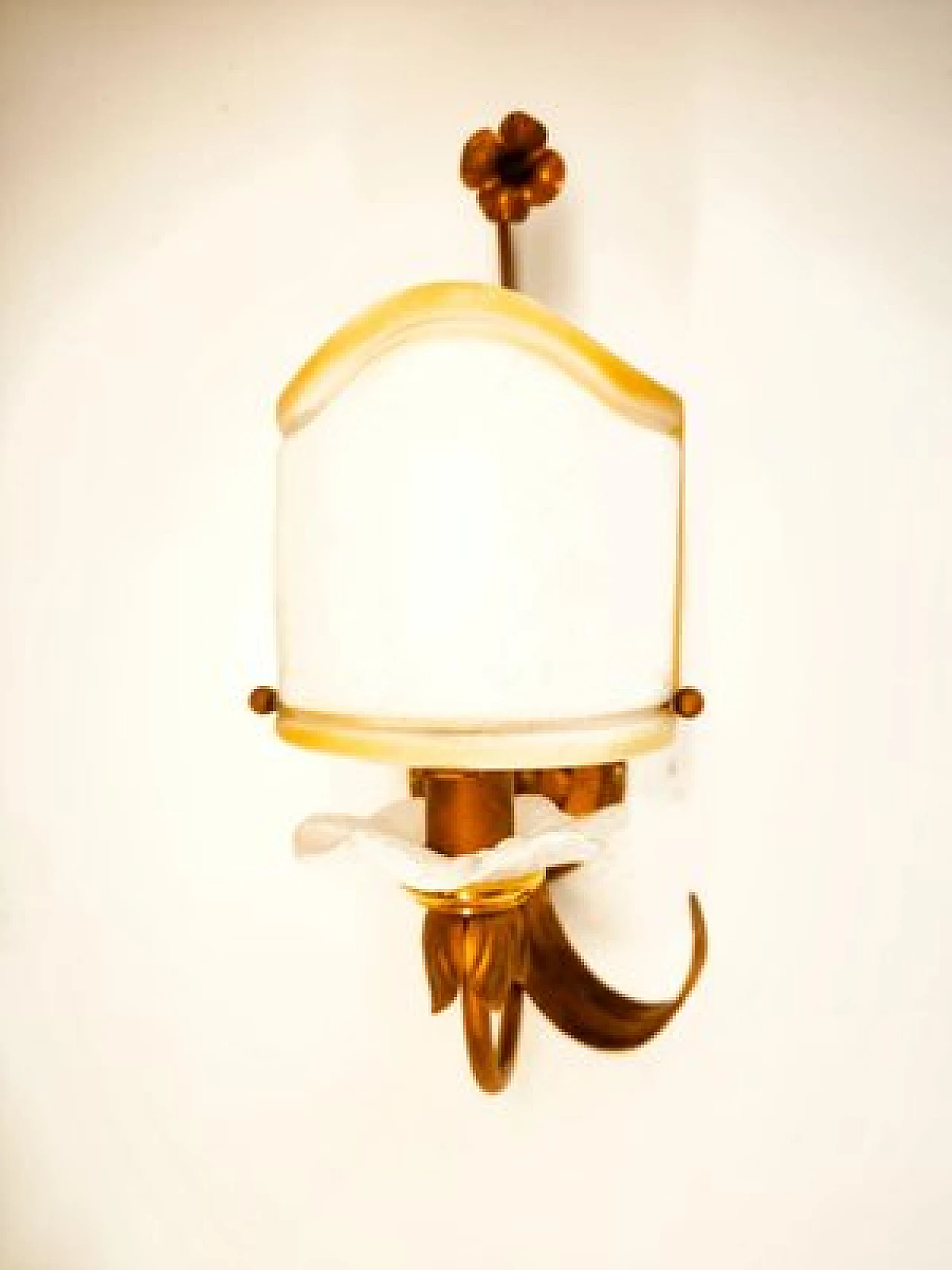 Wrought iron wall light with glass fan, 1980s 9