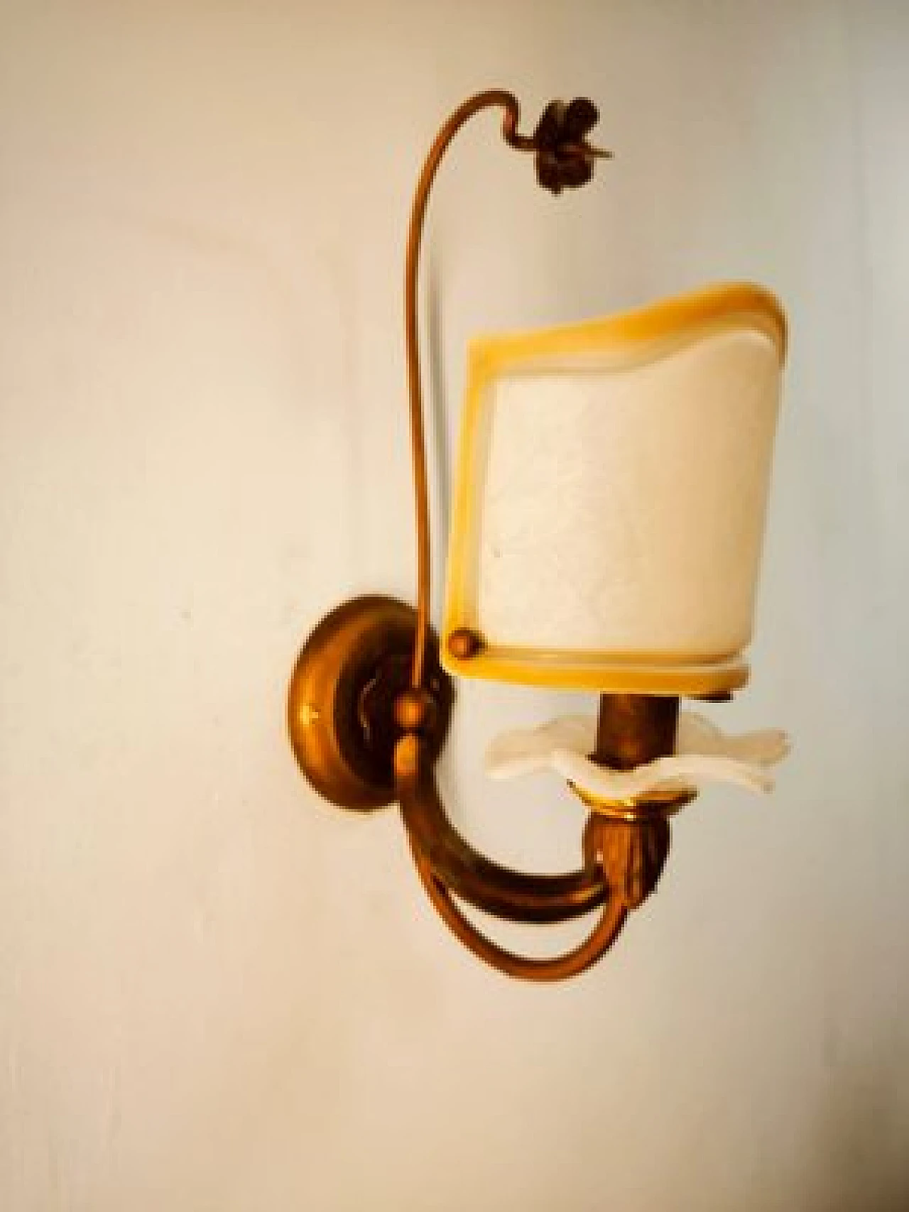 Wrought iron wall light with glass fan, 1980s 13