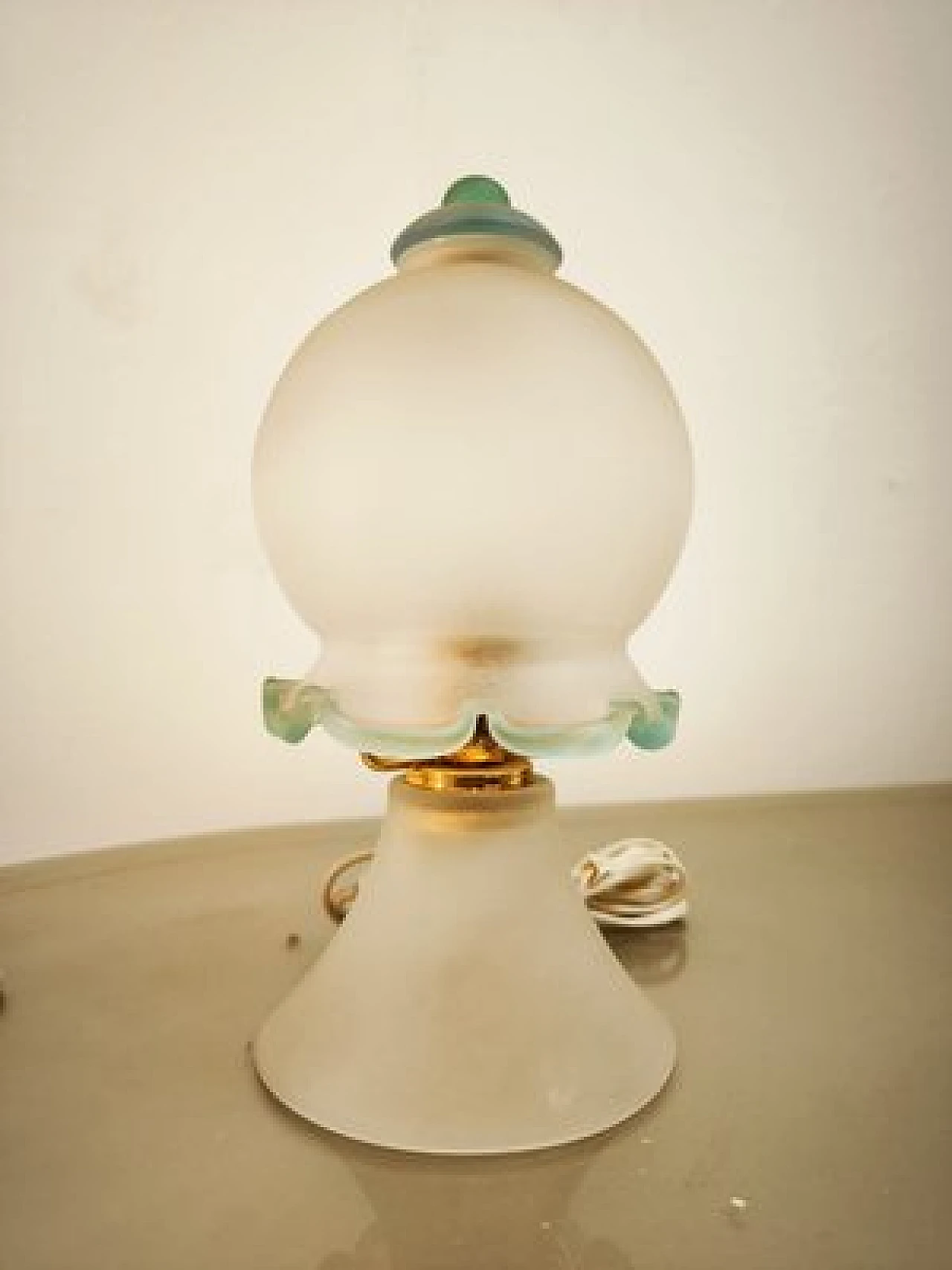 Pair of table lamps in satin Murano glass, 1980s 1