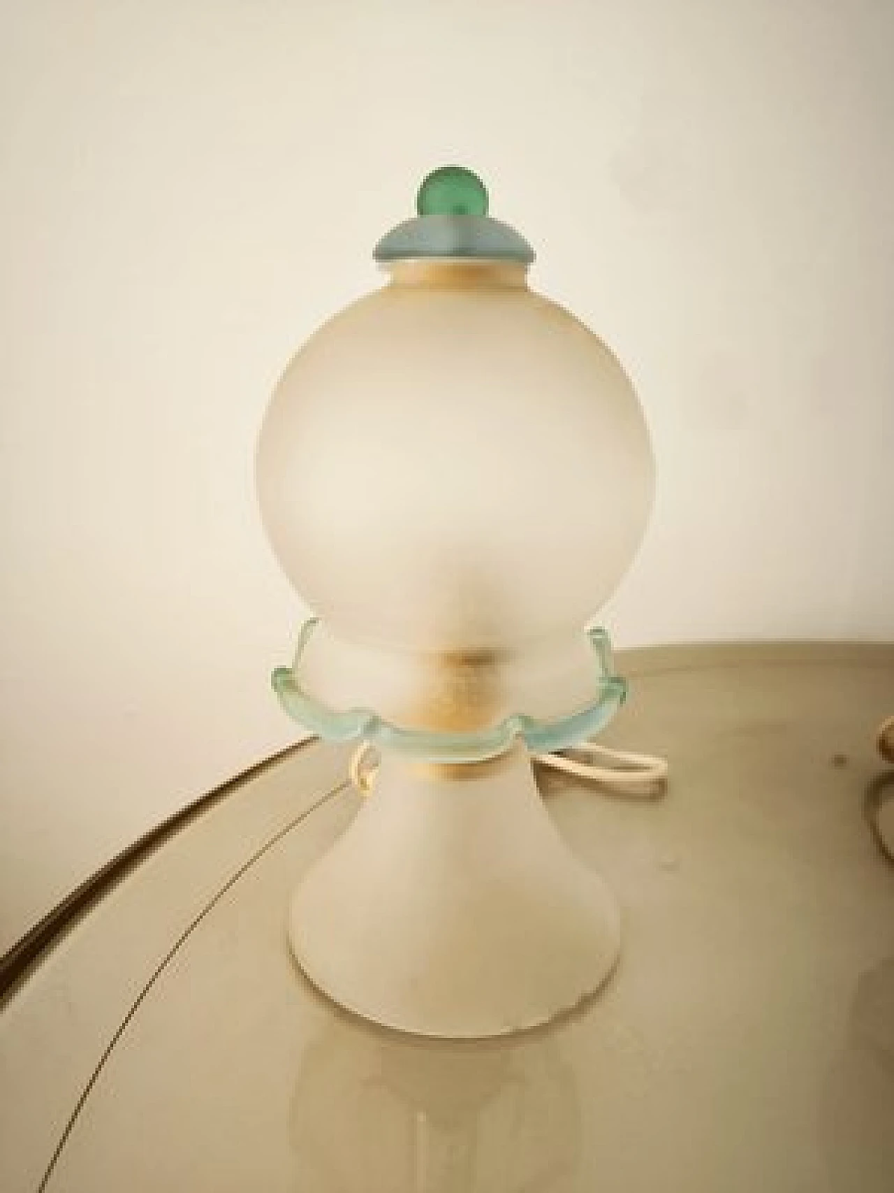 Pair of table lamps in satin Murano glass, 1980s 5