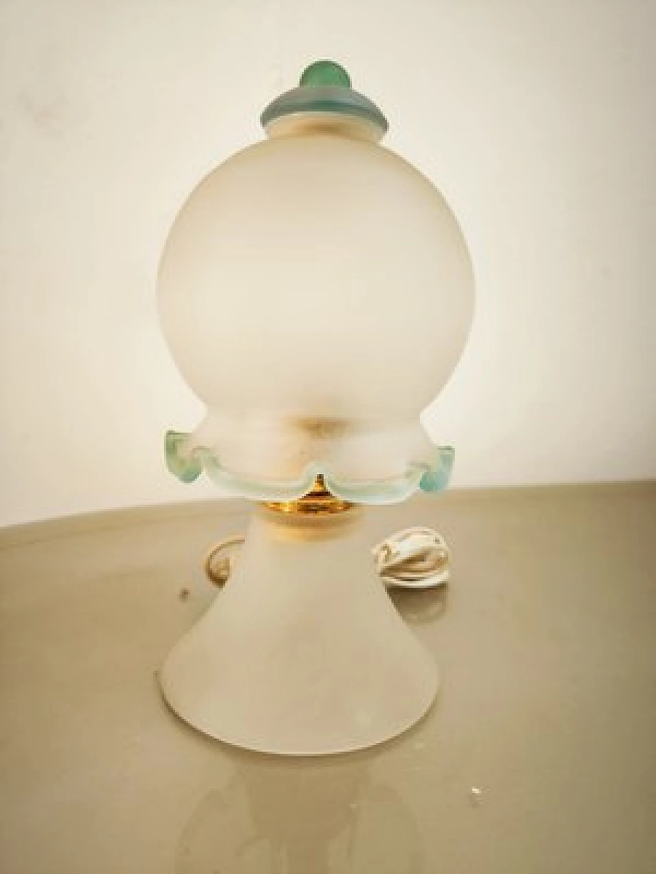 Pair of table lamps in satin Murano glass, 1980s 6