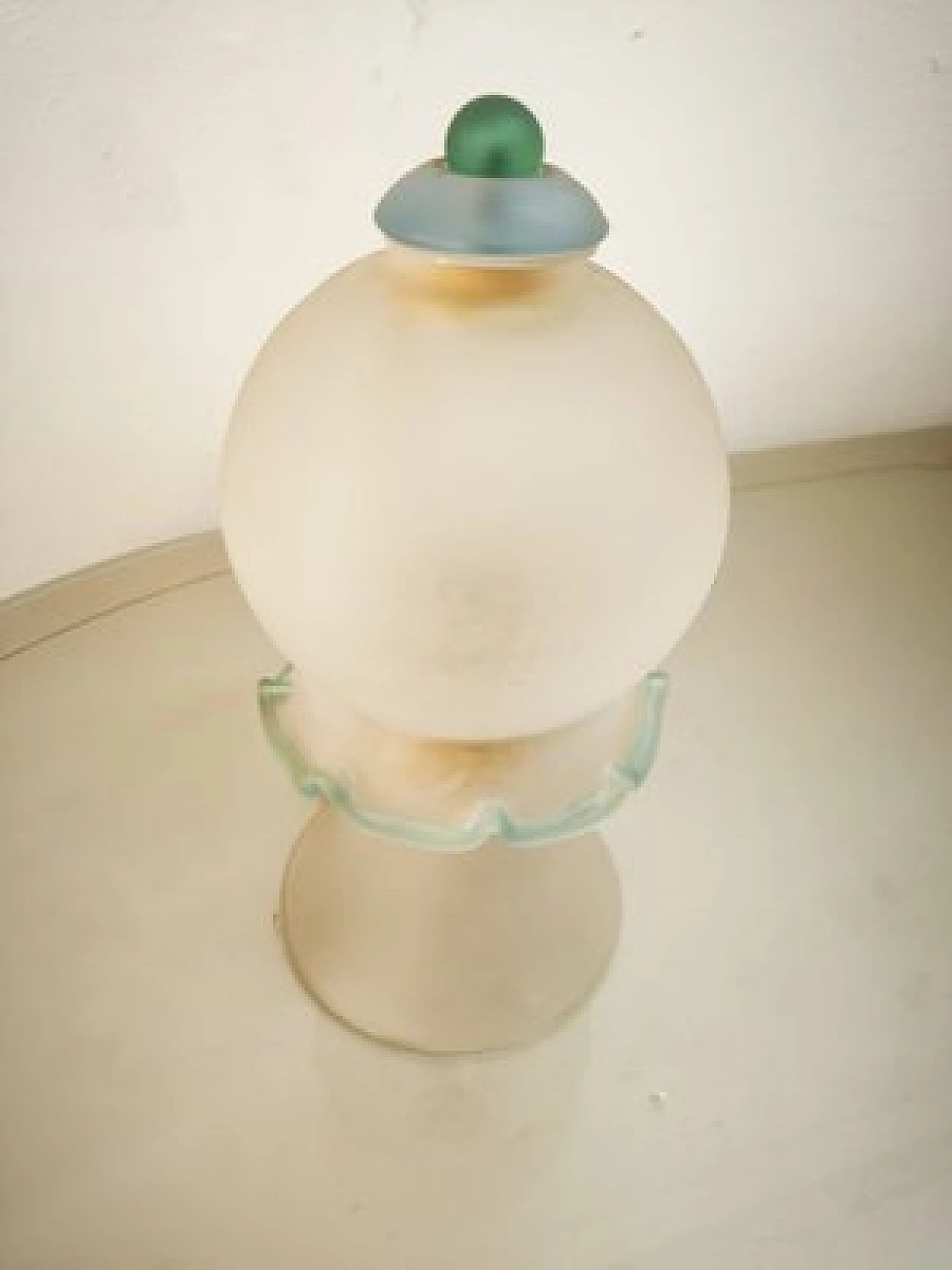 Pair of table lamps in satin Murano glass, 1980s 9