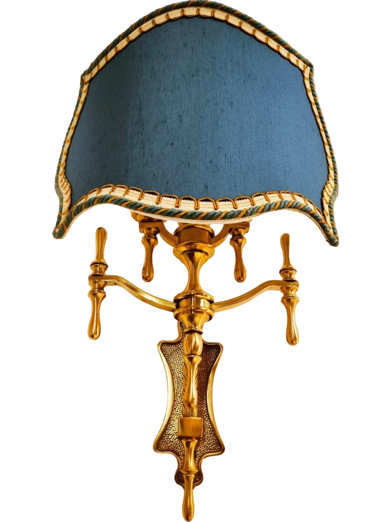 Brass wall light with decorated fan, 1950s 19