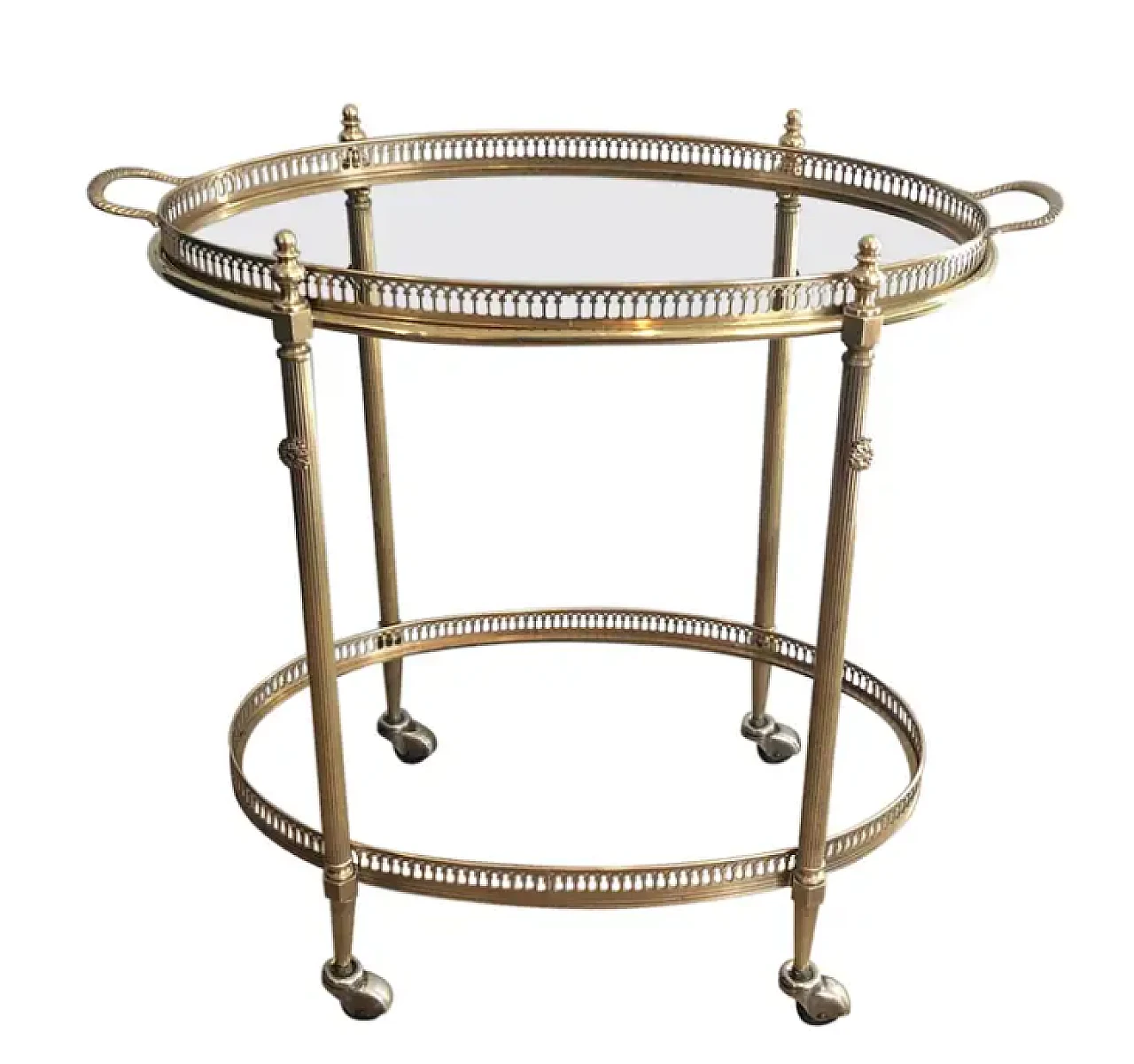 Brass oval bar cart by Maison Jansen, 1940s 1