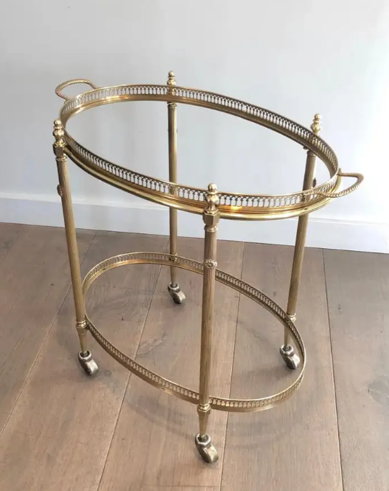 Brass oval bar cart by Maison Jansen, 1940s 2