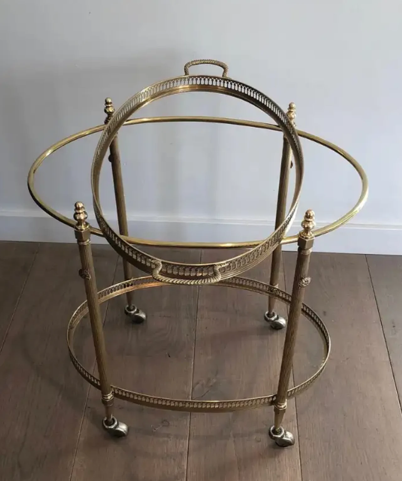 Brass oval bar cart by Maison Jansen, 1940s 4