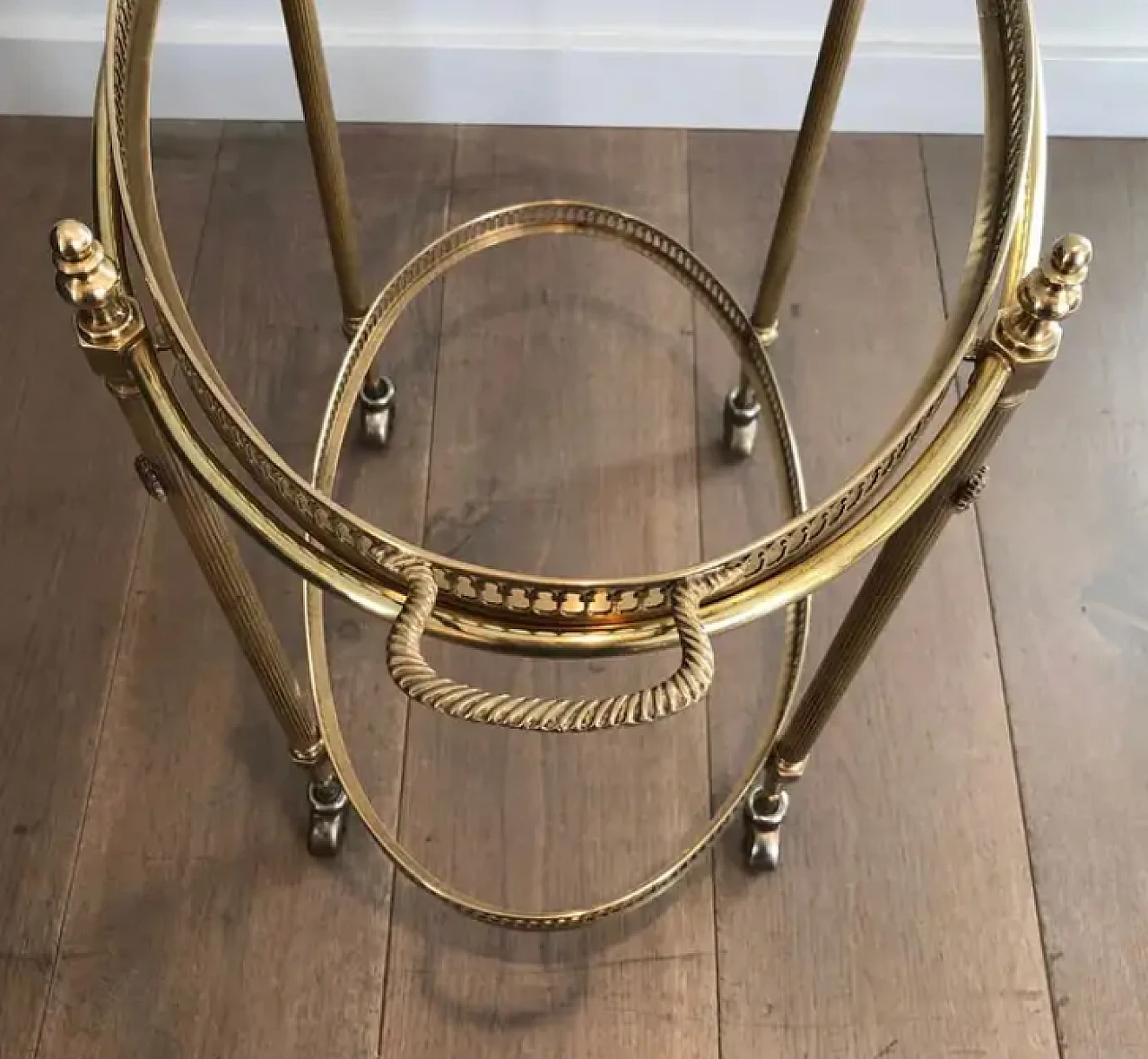 Brass oval bar cart by Maison Jansen, 1940s 5