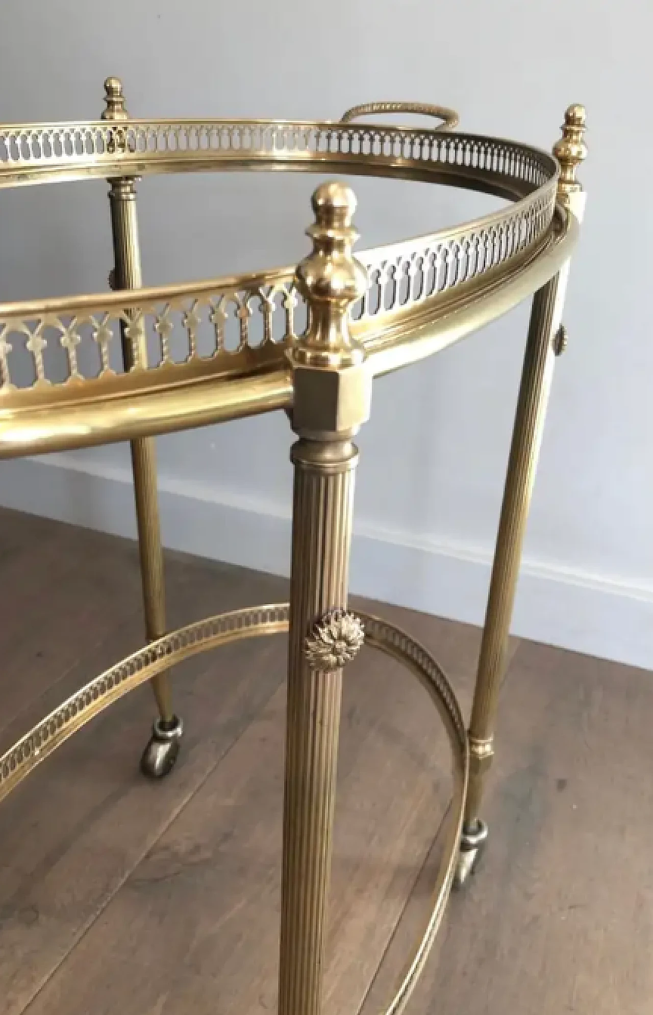 Brass oval bar cart by Maison Jansen, 1940s 6