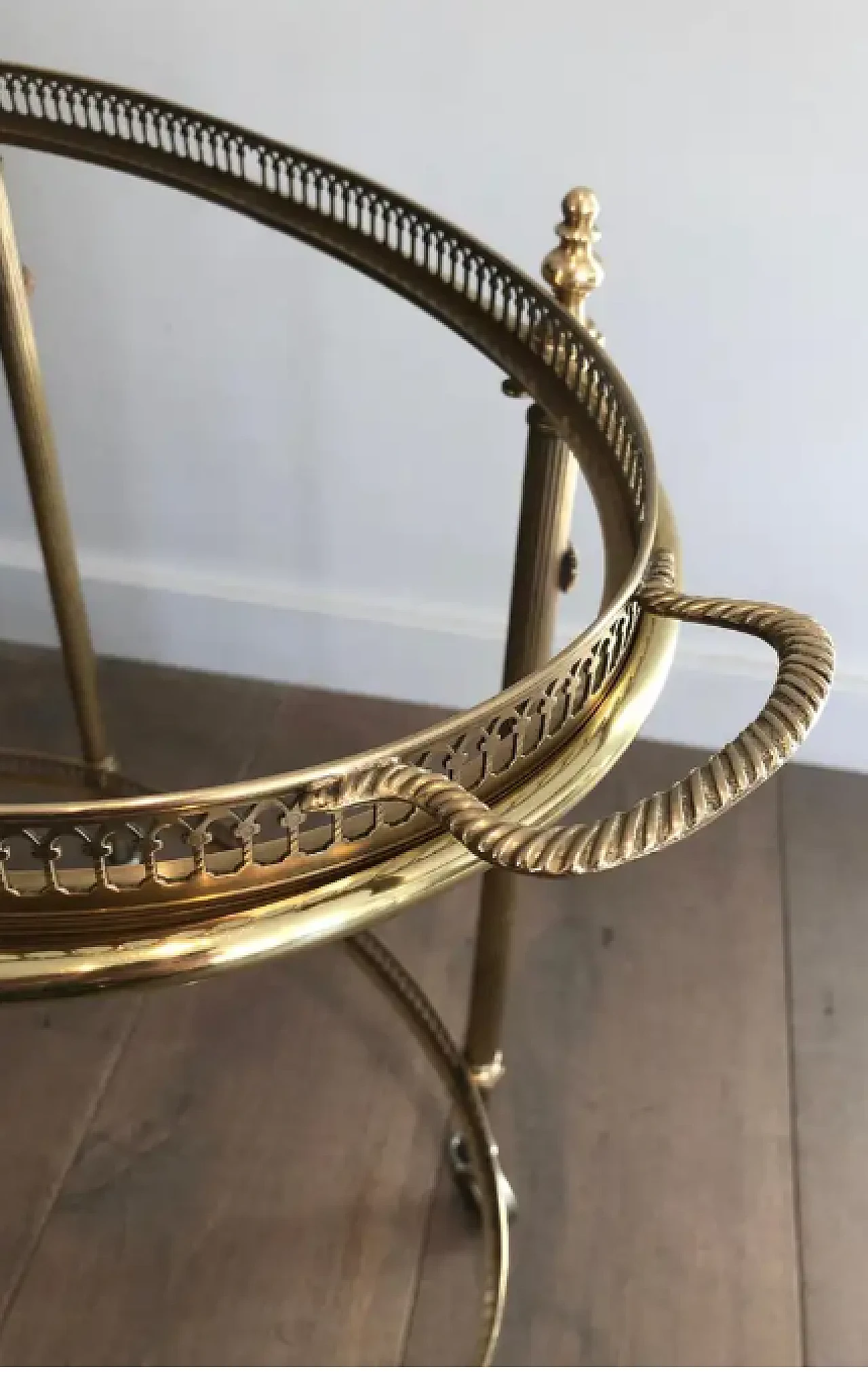 Brass oval bar cart by Maison Jansen, 1940s 9