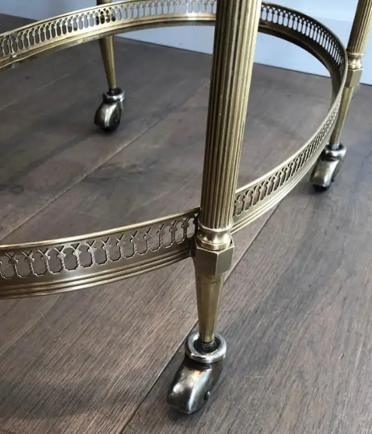 Brass oval bar cart by Maison Jansen, 1940s 10