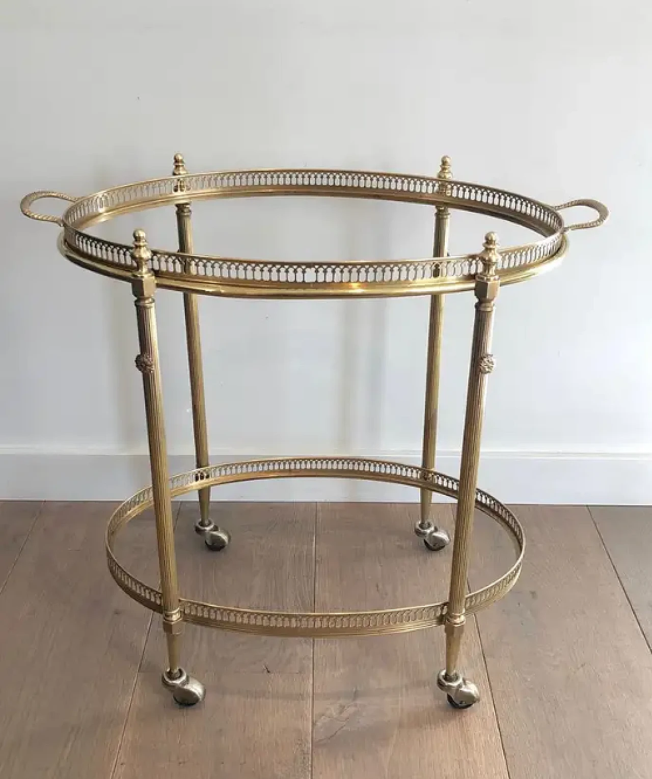 Brass oval bar cart by Maison Jansen, 1940s 11