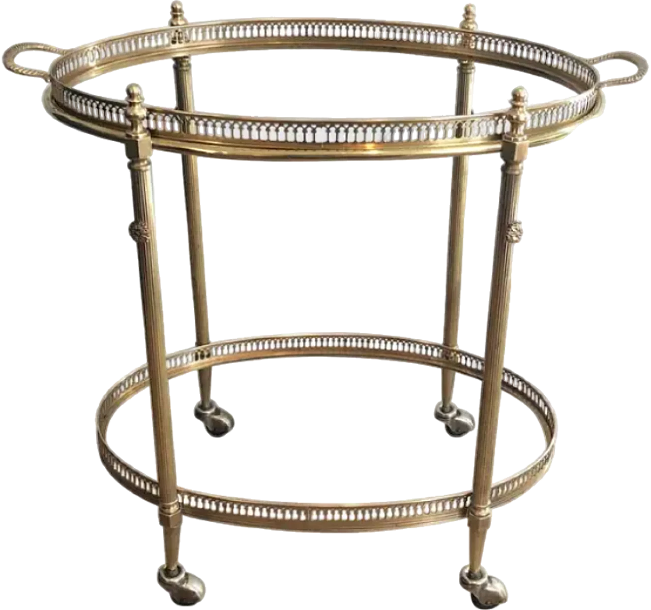 Brass oval bar cart by Maison Jansen, 1940s 12