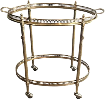 Brass oval bar cart by Maison Jansen, 1940s