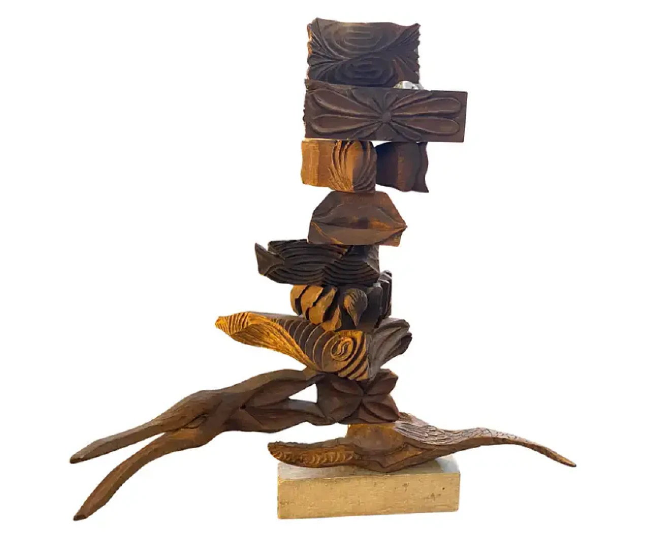 Hand-carved wooden organic sculpture from Sciacca, 2000s 1