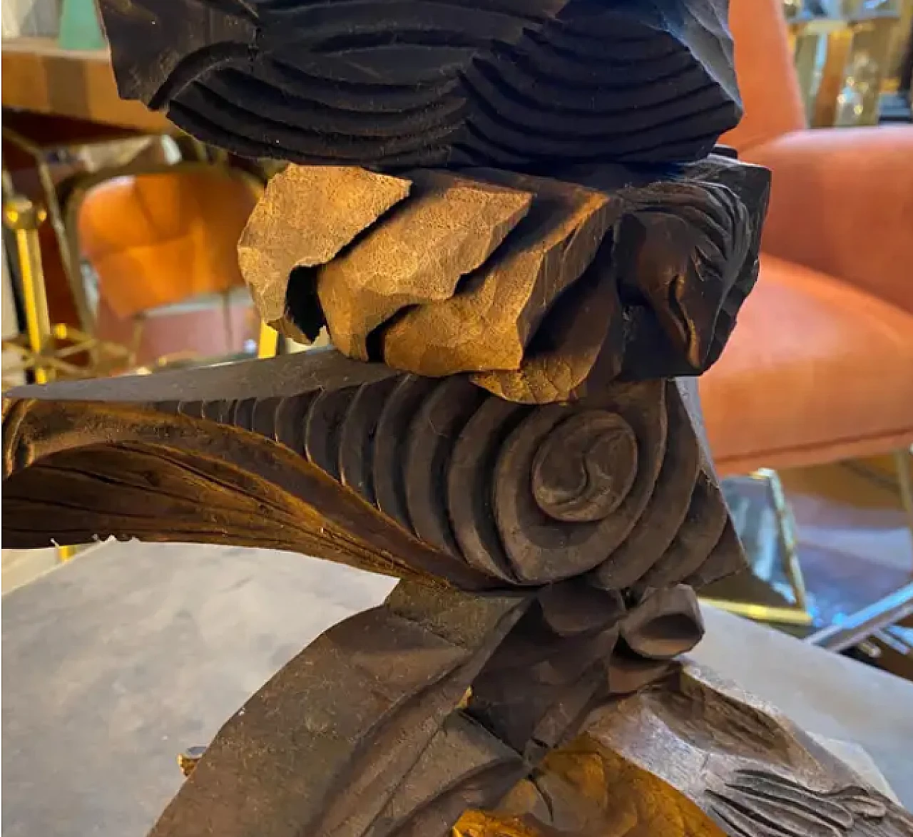 Hand-carved wooden organic sculpture from Sciacca, 2000s 6