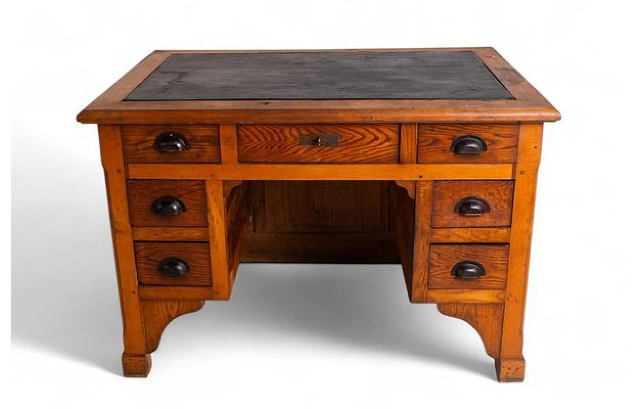 Ministerial desk in oak with vinyl leather top, 1940s 3